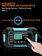 Full Car Motorcycle Battery Charger 12V 6A Auto Pulse Repair LCD Display Smart Fast CharAGM Deep Cycle GEL Lead-Acid Charger
