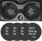 8sanlione Car Cup Coaster, 4Pcs 2.75 Inch Auto Cup Holder Insert Coasters, Non-Slip Waterproof Embedded Drink Mat, Automotive Interior Accessories for Men and Women (D Black/4PCS)