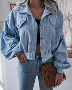 lantern long sleeve corduroy casual short jacket