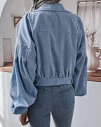 lantern long sleeve corduroy casual short jacket