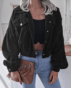 lantern long sleeve corduroy casual short jacket
