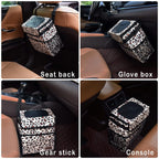 SIBOFUEGO Cute Car Trash Can with Lid - Leak Proof Car Trash Bag Hanging Waterproof Car Garbage Can with Storage Pockets Multipurpose Collapsible Car Organizer (Leopard Print)