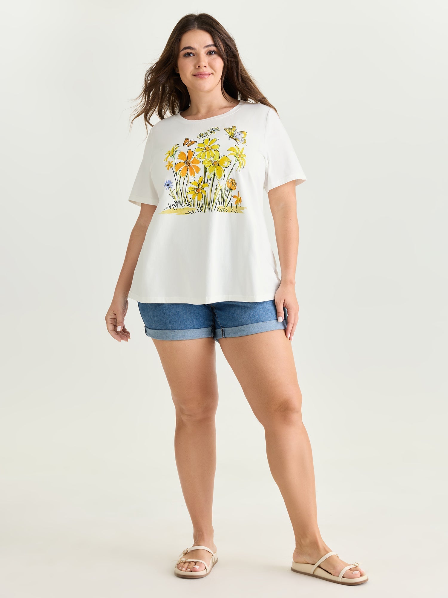 Cotton Sunkissed Floral Print T-Shirt