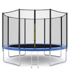 Sokhug 12ft Round Kids Trampoline  with Enclosure Net,600LB Weight Limit,Backyard Trampolines with Non-Slip Ladder,Blue