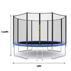 Sokhug 12ft Round Kids Trampoline  with Enclosure Net,600LB Weight Limit,Backyard Trampolines with Non-Slip Ladder,Blue