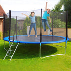 Sokhug 12ft Round Kids Trampoline  with Enclosure Net,600LB Weight Limit,Backyard Trampolines with Non-Slip Ladder,Blue