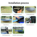 Sokhug 12ft Round Kids Trampoline  with Enclosure Net,600LB Weight Limit,Backyard Trampolines with Non-Slip Ladder,Blue