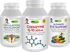 Andrew Lessman Aging Support Bundle – 120 Count Each of Coenzyme Q-10, Circulation & Vein Support and Ultimate Eye Support. Promotes Energy Production, Healthy Circulation and Eye Health.