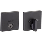 Downtown Low Profile Matte Black Square Single Cylinder Contemporary Deadbolt with SmartKey Security