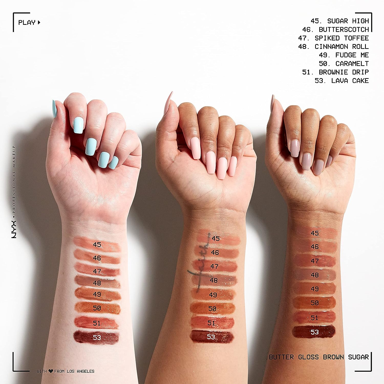 NYX PROFESSIONAL MAKEUP Butter Gloss Brown Sugar - Pack Of 3 Lip Gloss (Sugar High, Spiked Toffee, Butterscotch)
