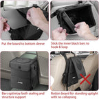 Ryhpez Car Trash Can with Lid - Car Trash Bag Hanging with Storage Pockets, Leakproof Collapsible Garbage Can with Solid Structure Support (Upgraded Version)