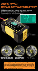 Car Battery Charger 12V 6A Pulse Repair LCD Display Smart Fast CharAGM Deep Cycle GEL Lead-Acid Charger For Auto Motorcycle