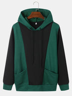 mens two tone stitching hoodie casual two pieces outfits with sweatpants
