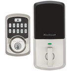 Aura Satin Nickel Single Cylinder Electronic Bluetooth Keypad Smart Lock Deadbolt featuring SmartKey Security