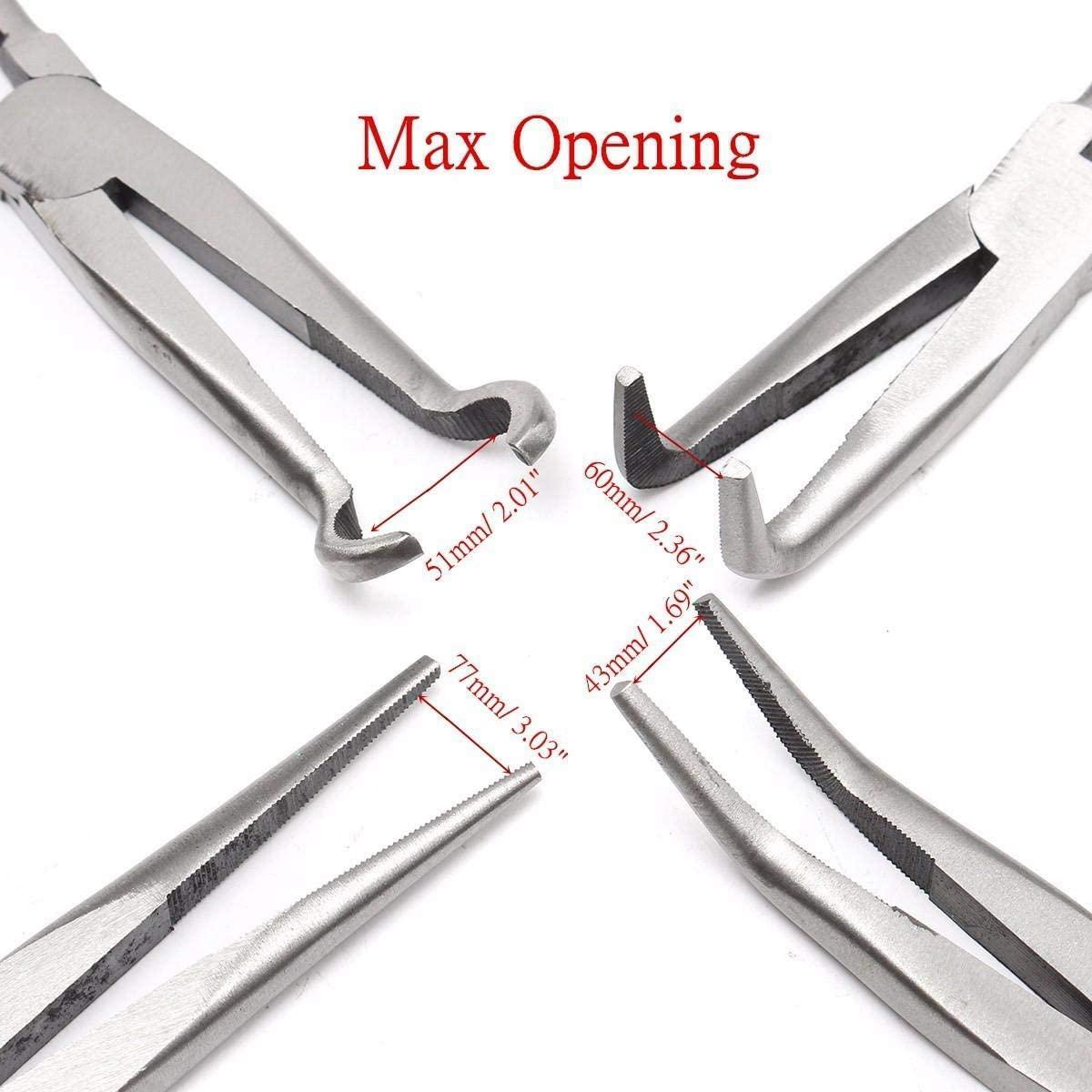 LFDHSF Pliers Tool Hand Tools 4Pcs 11 inch Bent Mechanic Equipment Hand Tool Set Extra Long Nose Pliers Straight
