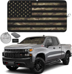Autoamerics 1-Piece Windshield Sun Shade Dark Camo American Flag USA  - Foldable Car Front Window Sunshade for Most Sedans SUV Truck - Blocks Max UV Rays and Keeps Your Vehicle Cool - Large