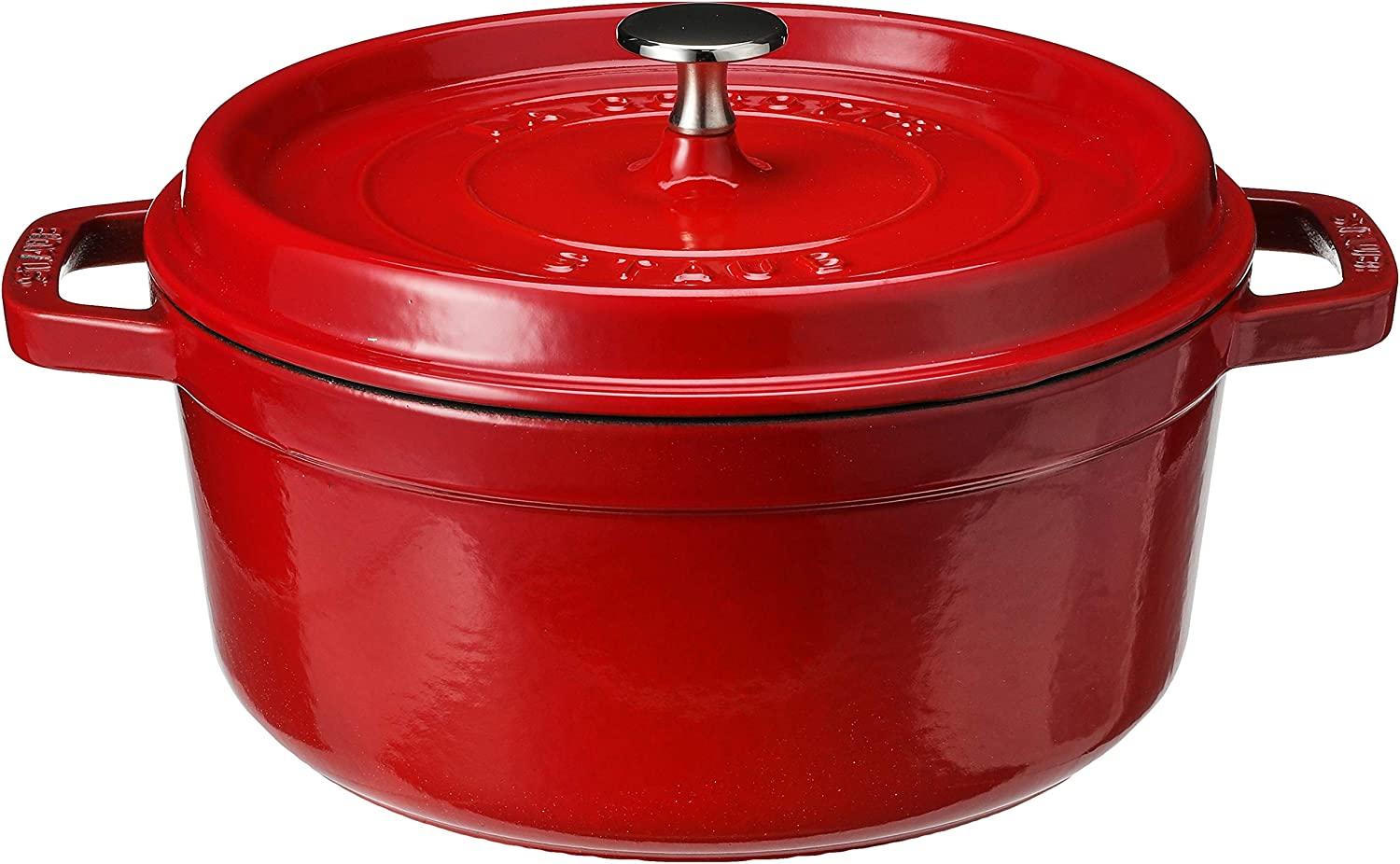 Staub Cast Iron 4-qt Round Cocotte - Cherry, Made in France