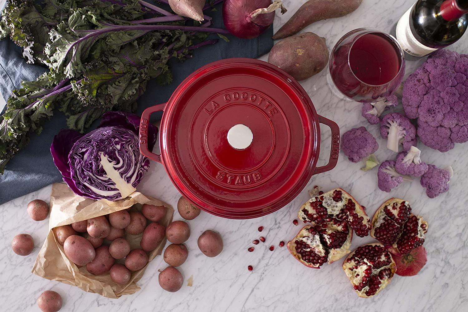 Staub Cast Iron 4-qt Round Cocotte - Cherry, Made in France