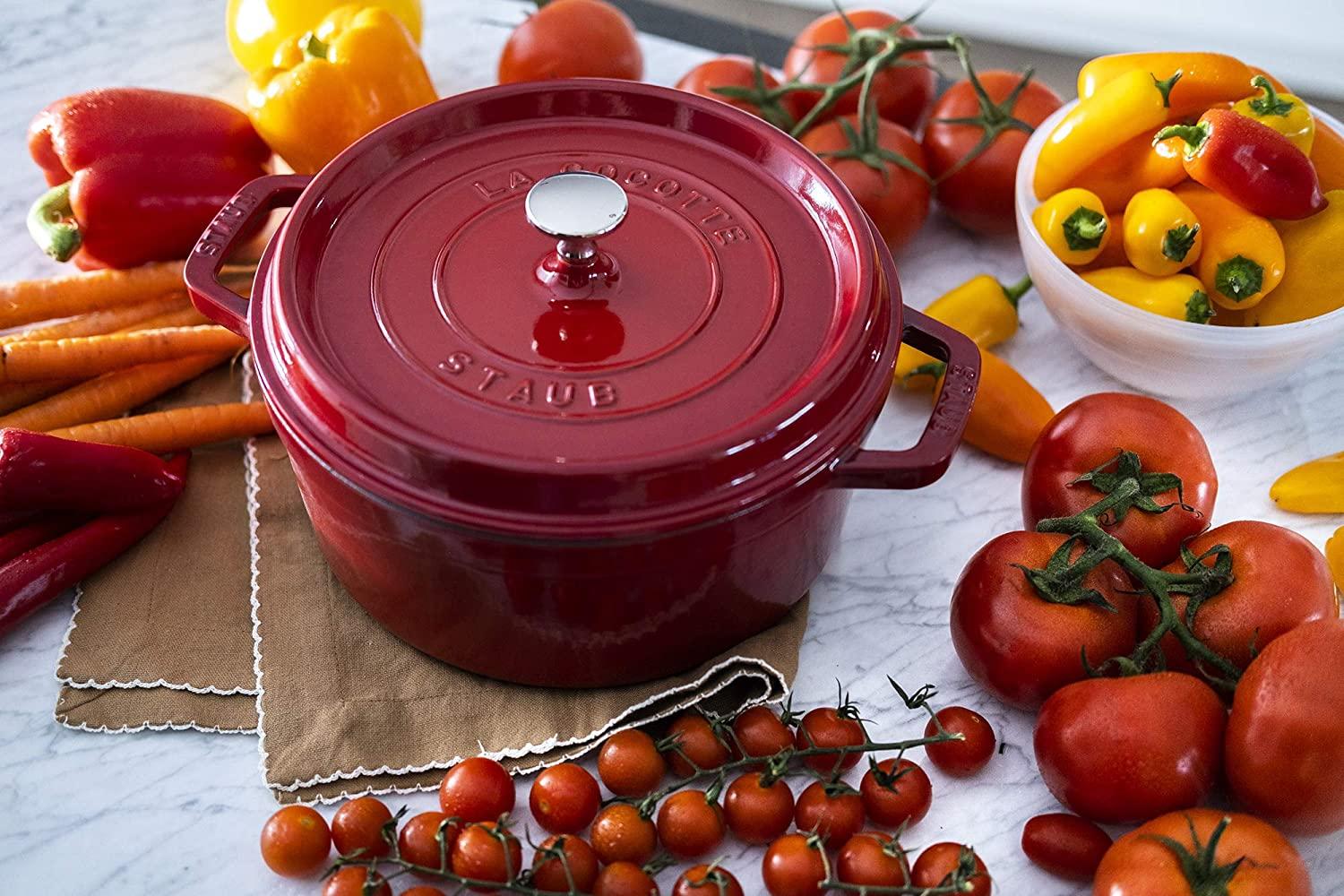 Staub Cast Iron 4-qt Round Cocotte - Cherry, Made in France