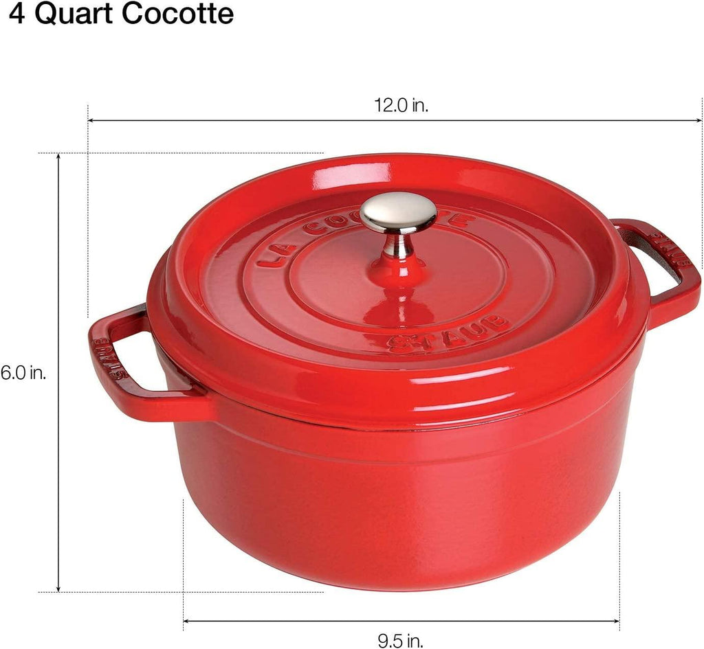 Staub Cast Iron 4-qt Round Cocotte - Cherry, Made in France