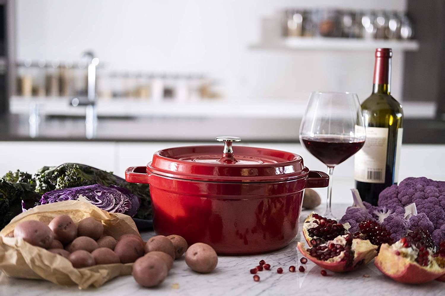 Staub Cast Iron 4-qt Round Cocotte - Cherry, Made in France