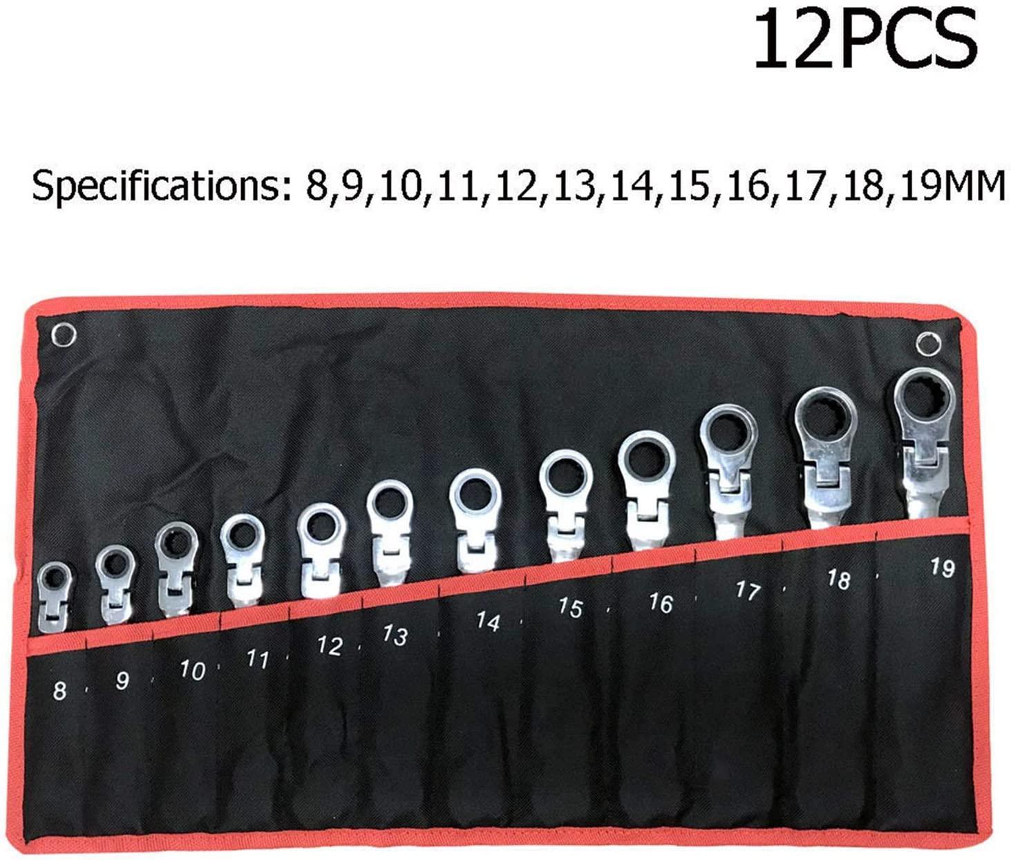 ZUQIEE 12pc Metric Ratcheting Spanner Combination Wrenche Hand Tools 9mm-18mm CR-V Steel Household Tool Sets Wrenches