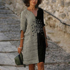 Casual V-neck Colorblock Printed Dress