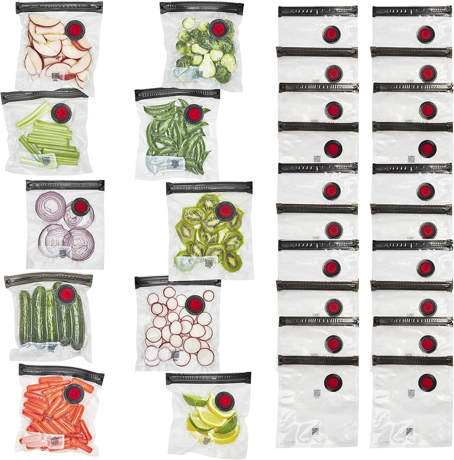 ZWILLING Fresh & Save 30-Piece Small Vacuum Sealer Bags, 1/2 Gallon Reusable Snack Bags, Meal Prep