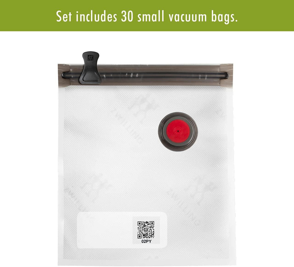 ZWILLING Fresh & Save 30-Piece Small Vacuum Sealer Bags, 1/2 Gallon Reusable Snack Bags, Meal Prep