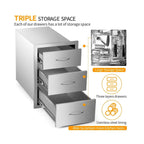 Outdoor Barbecue Drawers,  Steel Kitchen Drawers with Handle,3-Layer...