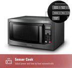 Toshiba EM131A5C-BS Microwave Oven with Smart Sensor, Easy Clean Interior, ECO Mode and Sound On/Off, 1.2 Cu.ft, Black  Steel