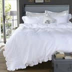 QSH White Ruffle Twin Duvet Cover,Washed Cotton Shabby Boho Chic Farmhouse Bedding Comforter Cover 3 Pieces Kids Duvet Quilt Cover Twin Ultra Soft Aesthetic Cute Girls Teen kids Bedding