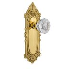 Victorian Plate Double Dummy Crystal Glass Door Knob in Polished Brass