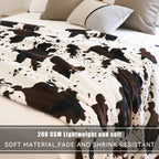 1pc Soft and Warm Cow Print Blanket - Plush Fleece Flannel Throw for All-Season Comfort - Perfect for Daughters, Adults, Students, and Teens