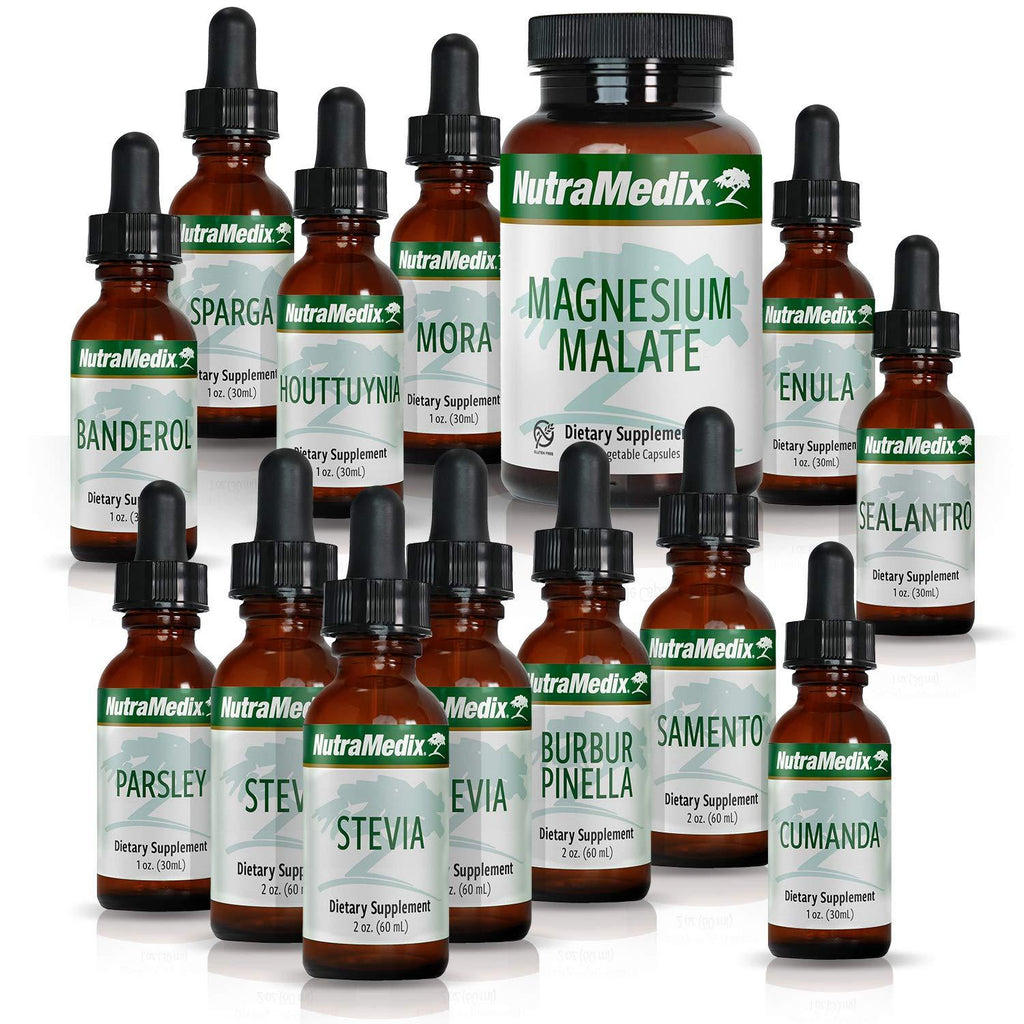 NutraMedix Cowden Support Program Month 8 - Bioavailable Herbal Detox Protocol Including Banderol, Burbur-Pinella, Samento Cat's Claw Tincture, Enula, Parsley, Magnesium & More (14 Piece Set)