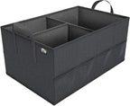MIU COLOR Car Trunk Organizer with 8 Mesh Pockets, 52L Collapsible Cargo Storage Containers with Strap Handle for Sedan SUV, Black