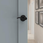 Balboa Matte Black Keyed Entry Door Lever Featuring SmartKey Security