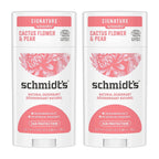 Schmidt's 100% Natural Origin Ingredient Deodorant Stick Cactus Flower &amp; Pear 2 Count for 24-Hour Odor Protection 2.65 oz