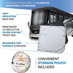 EcoNour RV Windshield Sunshade | Reflective RV Windshield Cover for UV Rays &amp; Heat Protection, Keeps Your RV Motorhome Cool | Shades for RV Fits RVs, Trucks, Motorhomes, Buses