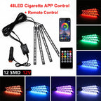 Neon LED Car Interior Ambient Foot Strip Light Kit Accessories Backlight Remote App Remote No Battery Music Control Auto RGB Decorative Lamps