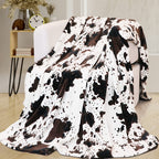 1pc Soft and Warm Cow Print Blanket - Plush Fleece Flannel Throw for All-Season Comfort - Perfect for Daughters, Adults, Students, and Teens