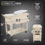 Permasteel 80 Qt. Furniture Style Patio Cooler Off-White