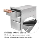 Outdoor Kitchen Drawers  Steel, Triple BBQ Drawers Flush Mou...