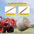 Mophorn Pair Hay Spear 49" Bale Spear 3000 lbs Capacity, Bale Spike  Attach Square Hay Bale Spears 1 3/4", Red Coated Bale Forks, Bale Hay Spike with Hex Nut & Sleeve for Buckets Tractors Loaders