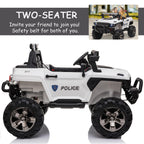 Aosom 12V Kids Electric 2-Seater Ride On Police Car SUV Truck Toy with Parental Remote Control, White