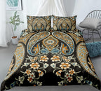 CoutureBridal  Boho Floral Duvet Cover 3 Pieces Soft Microfiber Southwestern Bohemian Paisley Duvet Cover Queen Size with Zipper Corner Ties for Women Men