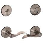Satin Nickel Entry Single Cylinder Deadbolt and Millstreet Keyed Lever Combo Pack