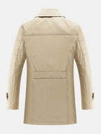 mens plush lined warm button front lapel casaul slant pocket overcoats