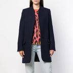 Solid Color Stand-Up Collar Pocket Coat