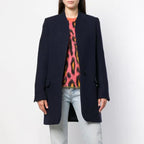 Solid Color Stand-Up Collar Pocket Coat